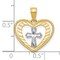10K Gold & Rhodium Plated Heart Cross Charm Pendant Jewelry 20 x 15mm